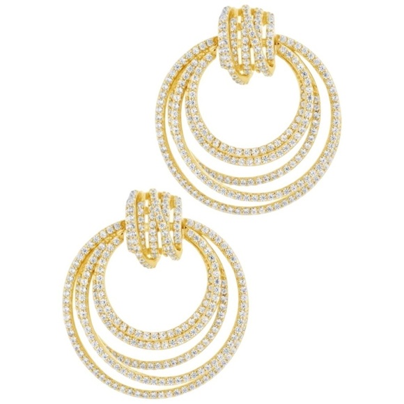 STERLING FOREVER • Gold Circle Knot Drop Hoop Earrings - Picture 1 of 4